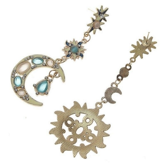 Moon Sun Star Drop Post Earrings NWT - Picture 2 of 2